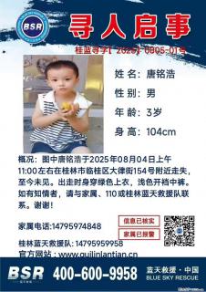 【寻人启事】图中唐铭浩于2025年08月04日上午11:00左右在桂林市临桂区大律街154号附近走失 - 伊春28生活网 yich.28life.net